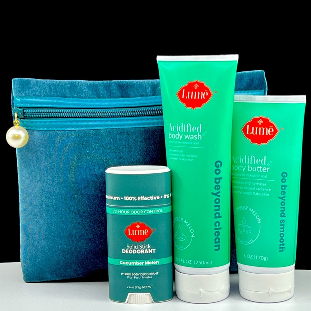 Cucumber Melon Solid Deodorant Bundle Acidified Body Wash & Butter W/ Wipes